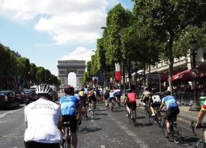 Cycling up the Champs Elysee