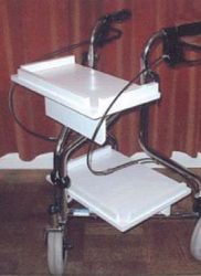 Fit trays to a three-wheeled walker