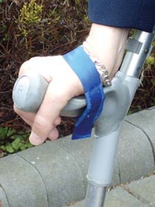 Securing walking frame and walking crutch