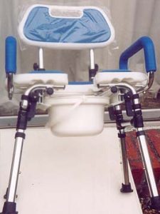 Using a folding shower chair as a commode