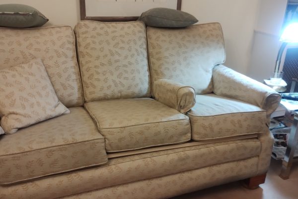 Sofa showing extra arm between cushions